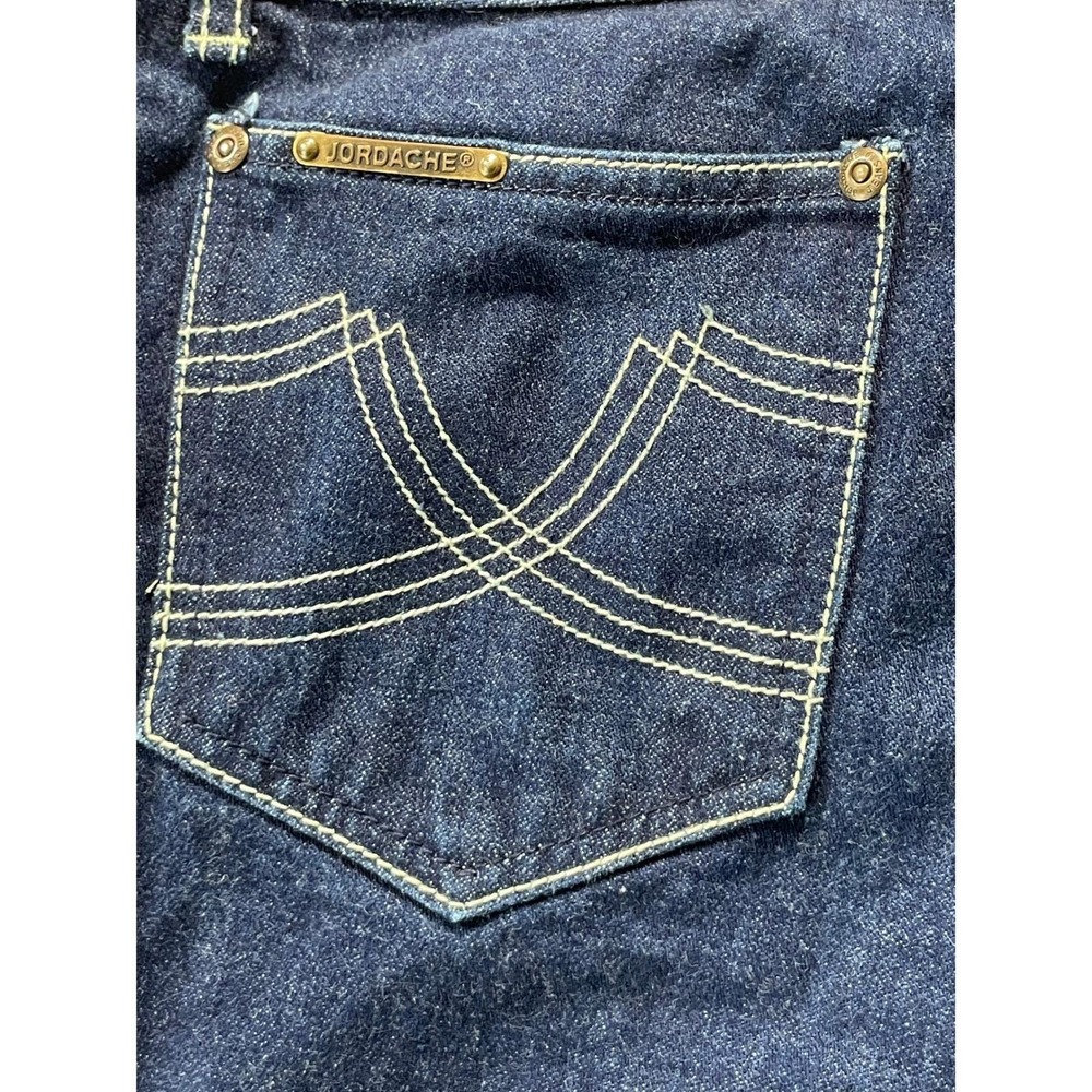 Vintage Jordache Mens 38 Jeans Dark Blue High Rise Straight Leg Thick Stitch - Picture 13 of 16